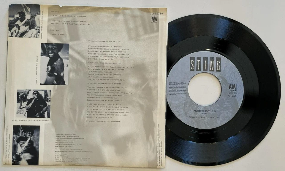 Sting If You Love Somebody Set Them Free 45 rpm PS M- A&M Pop Rock (1985) - Image 2 of 2