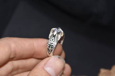 Argent Bague 925 fait a main bague avec pierre blanc