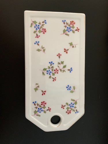 Vintage KPM Rectangular Serving Tray Pink Blue Flowers Gold Trim 9.5" X 4.75" - Picture 2 of 8
