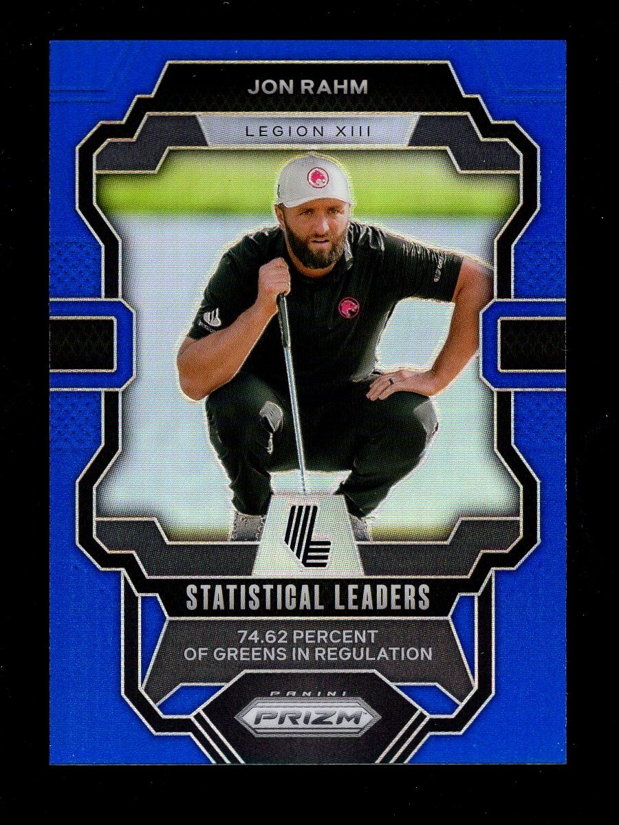 2024 Panini Prizm Liv Golf - 2024 Statistical Leaders Jon Rahm #95 Blue Prizm /99 (RC)
