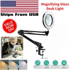 10X Magnifying Glass Desk Light Magnifier LED Lamp Reading Lamp with Base