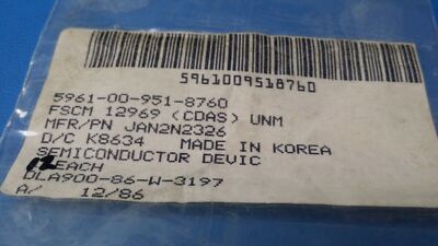Thyristor SCR JAN2N2326 (5961-00-951-8760) - 200V, 1,6A, Boîtier TO-5, Neuf