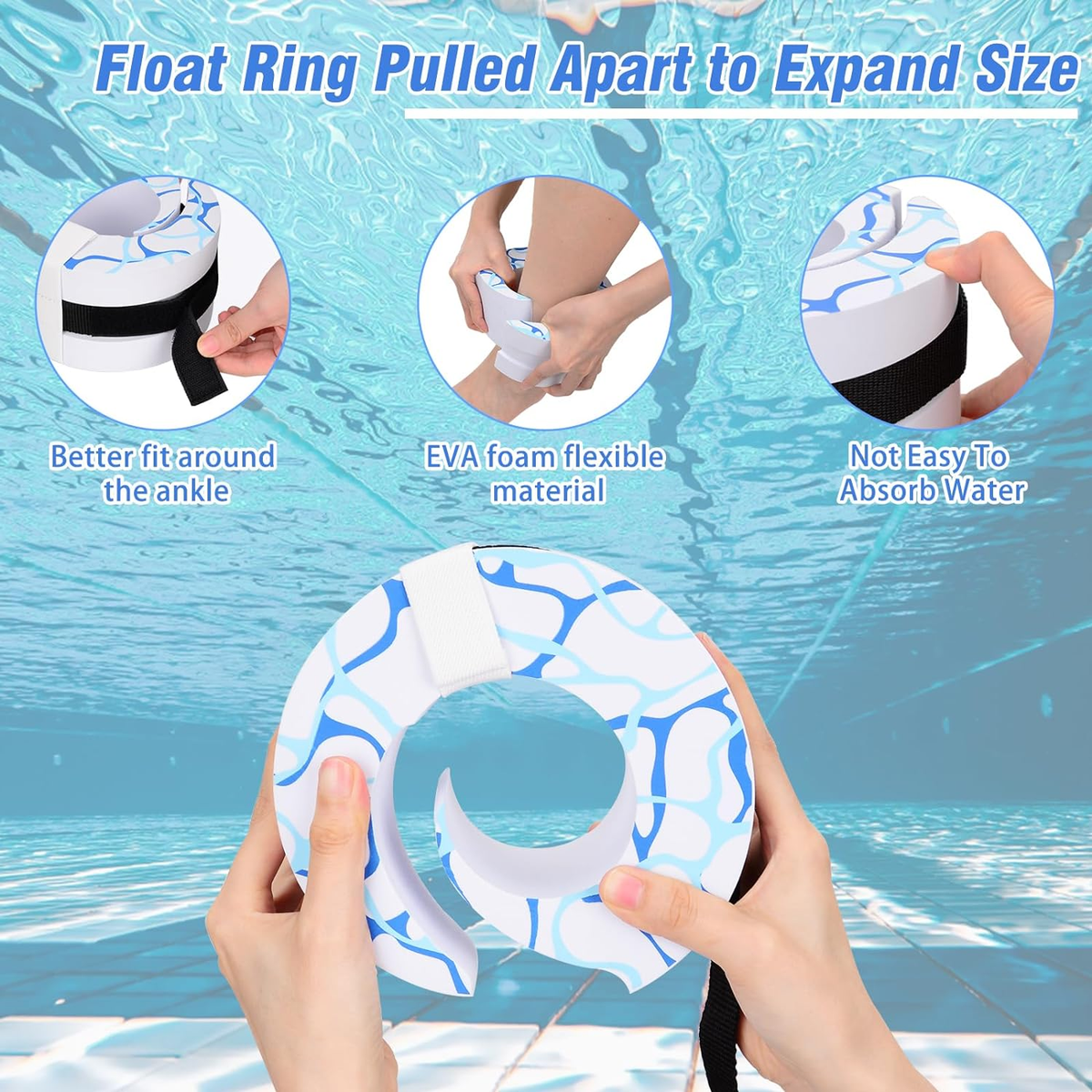 Foam Aquatic Exercise Float Rings Water Aerobics 2-Pack Blue Foam Swim ...