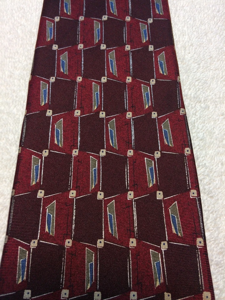 STAFFORD CORBATA HOMBRE ROJO CON PATRÓN AZUL Y RECTANGULAR 4 X 58 Foto 4 de 4