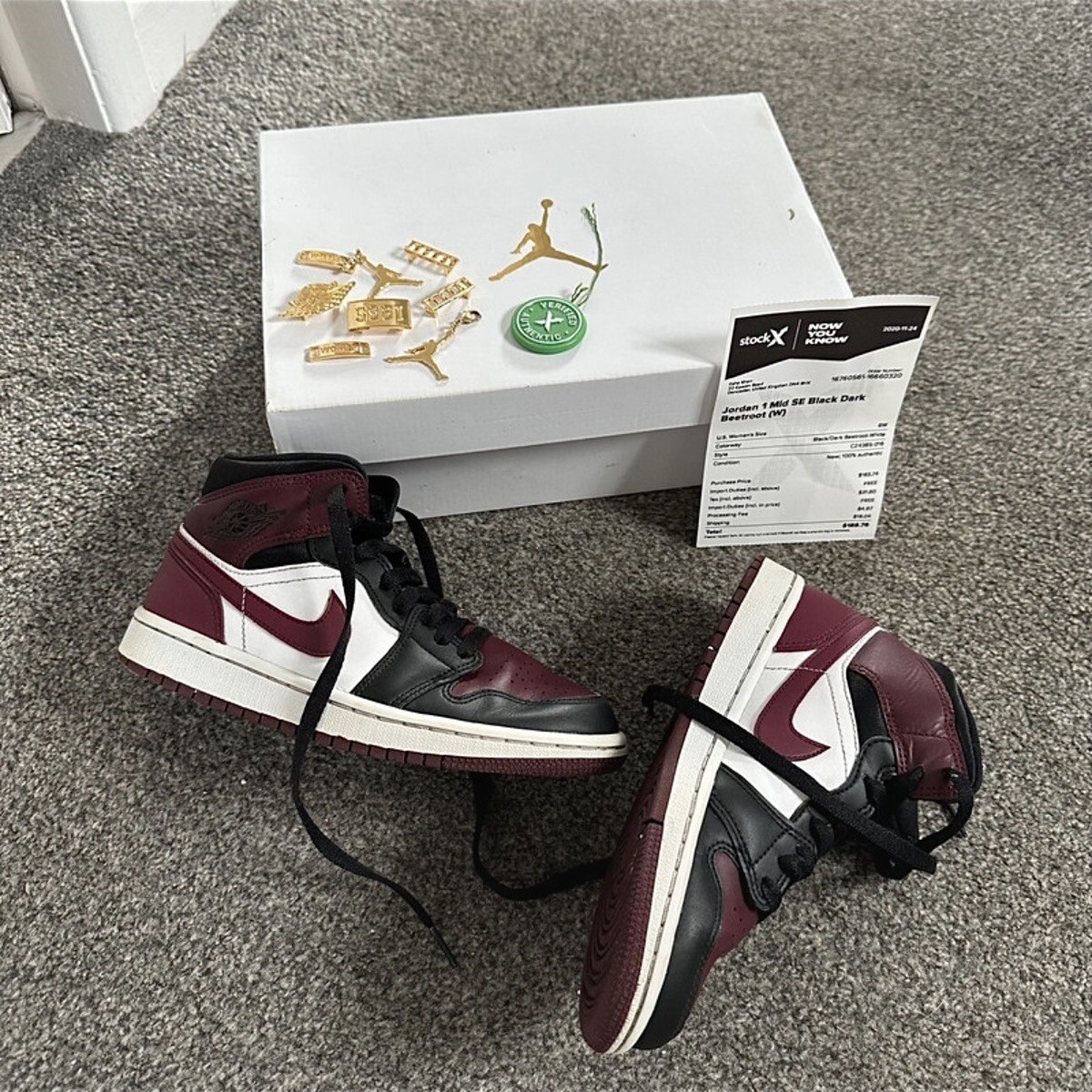 nike air jordan 1 mid se black dark beetroot