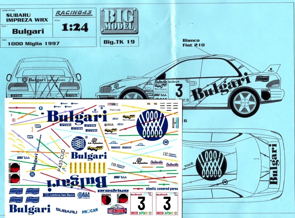 1/24 Subaru Impreza WRX BULGARI Rally 1000 Miglia '97 BIG24 TRANS-KIT Racing43 - Immagine 3 di 4