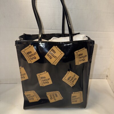 Bloomingdales Little Brown Bag Print PVC Lunch Tote Shopping Bag New York 