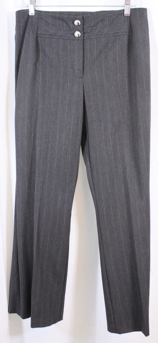 ★GENERAL IDEA★ WOMAN PINSTRIPE WIDE SLACKS [CHARCOAL] / WB Premium Pinstripe Wide Leg Turn Cuff Tailored Trousers | boohoo