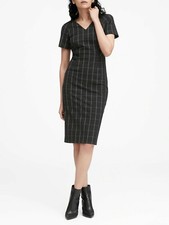 NWT Banana Republic Bi-Stretch V-Back Dress, Black SIZE 4P 4 P     #460752 N0618