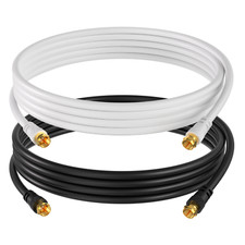 RG6 Dual Extension Coaxial Cable Digital Antenna HDTV VHF UHF White Black