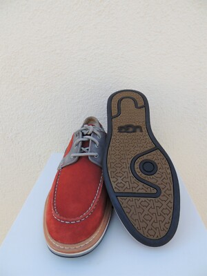UGG MEN NEWELL TOMATO RED LEATHER LACE-UP LOAFERS SHOES, US  display picture 1