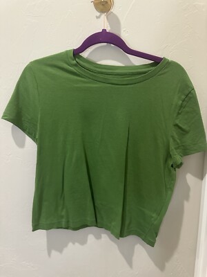 Universal Thread Crop Top Green Crew Neck Size Medium