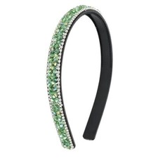 Rhinestone Headband Women Comb Headband with Teeth Bling Sparkly Beaded Green