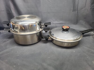 Nutrition For Life T304 5-Ply 6 Qt Stock Pot & 10'' Skillet w/ Dome & Flat Lids
