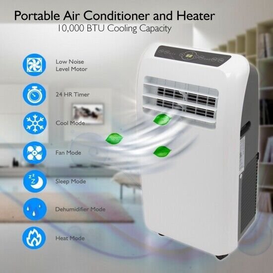 10,000 BTU Portable Air Conditioner Cool u0026 Heat, Dehumidifier A/C Fan +  Remote | eBay