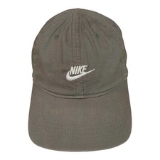 Nike Hat Cap Boys 4 Black Strap Back Wide Brim Center Swoosh Kids Youth Cotton