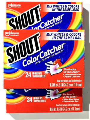 3 Packs Shout Color Catcher 24 Dye Trapping Sheets Mix Whites And Colors