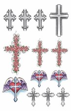 Gothic crosses 4 temporary tattoo.Peel and stick Laser printed