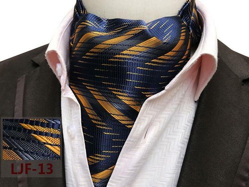 Black Blue Orange Navy Yellow Cravat Silk Blend Wedding Necktie Ascot Tie - Picture 5 of 6