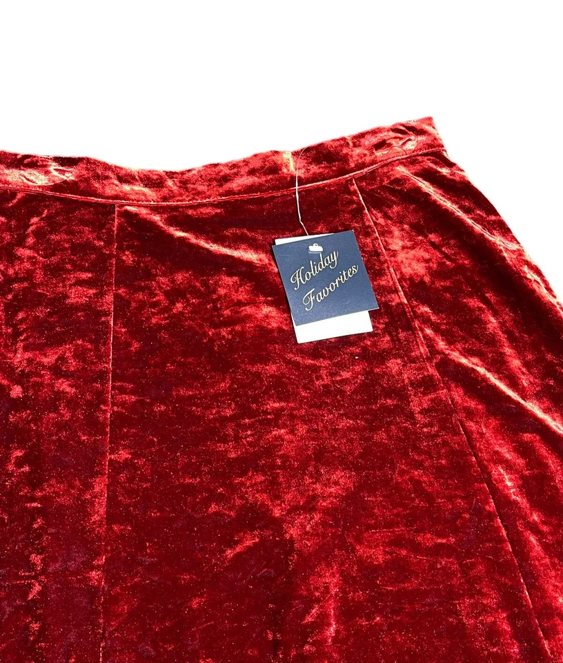 "Falda larga de terciopelo rojo 39"" Preston & York para mujer talla 10 nueva" Foto 2 de 4