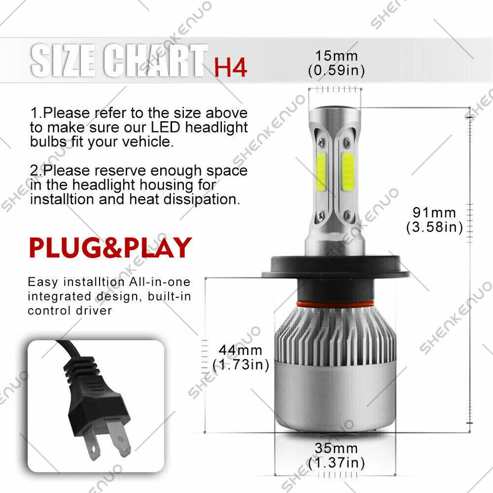 LED Headlight Bulbs 6000K Conversion Kit for Nissan UD 1800 2000 2300 2600 3300 - Image 2 of 4