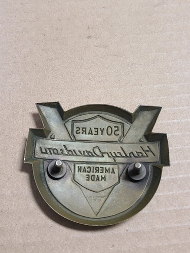 FOX 1950’s 50TH ANNIVERSARY FRONT FENDER EMBLEM BADGE HARLEY PANHEAD FL K MODEL - Picture 6 of 7