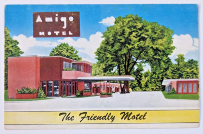 Amigo Motel New Orleans, LA- Louisiana Vintage Advertising Early Chrome Postcard