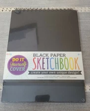 OOLY, DIY Cover Sketchbook, "8 x 10.5" , Black Paper Sketchbook, Drawing Book