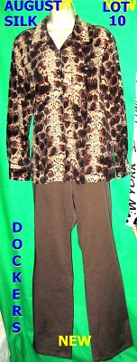 NEW M pants LOT top DOCKERS snake AUGUST SILK secretary lizard blouse career