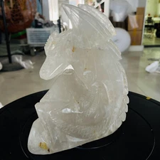 8.58LB Top natural white crystal hand carved therapeutic artwork 3900g