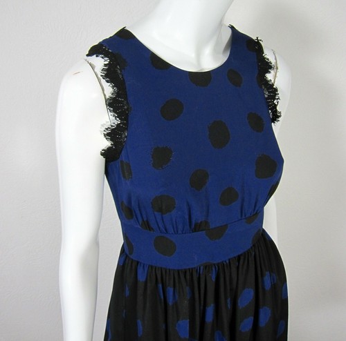 ATHROPOLOGIE COREY LYNN CALTER NWT SLEEVELESS DRESS SIZE 0 BLUE BLACK POLKA DOT - Picture 4 of 10