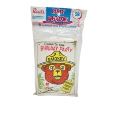 VINTAGE REED'S SMOKEY THE BEAR BIRTHDAY PARTY INVITATIONS W ENVELOPES NEW NOS