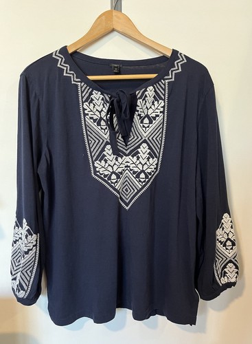 j crew embroidered peasant top