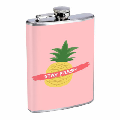 Fresh Pineapple Em1 Flask 8oz Stainless Steel Hip Drinking Whiskey
