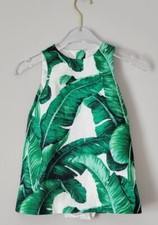 NWT NEW Dolce & Gabbana D&G baby girls green white leaf dress with panty 24-30M 