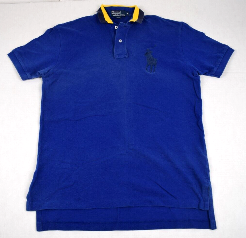 VTG Polo Ralph Lauren Shirt Size M 90s Blue Polo Big Pony Black
