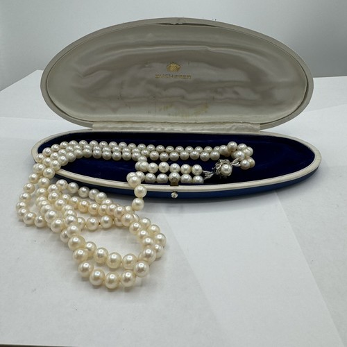 Bucherer 14k White Gold Pearl Double Strand and 2 Pair Earrings - Picture 7 of 21