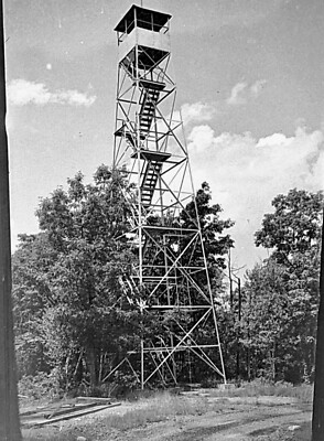 VINTAGE B/W PHOTO NEGATIVE - Historic Fire Lookout Tower