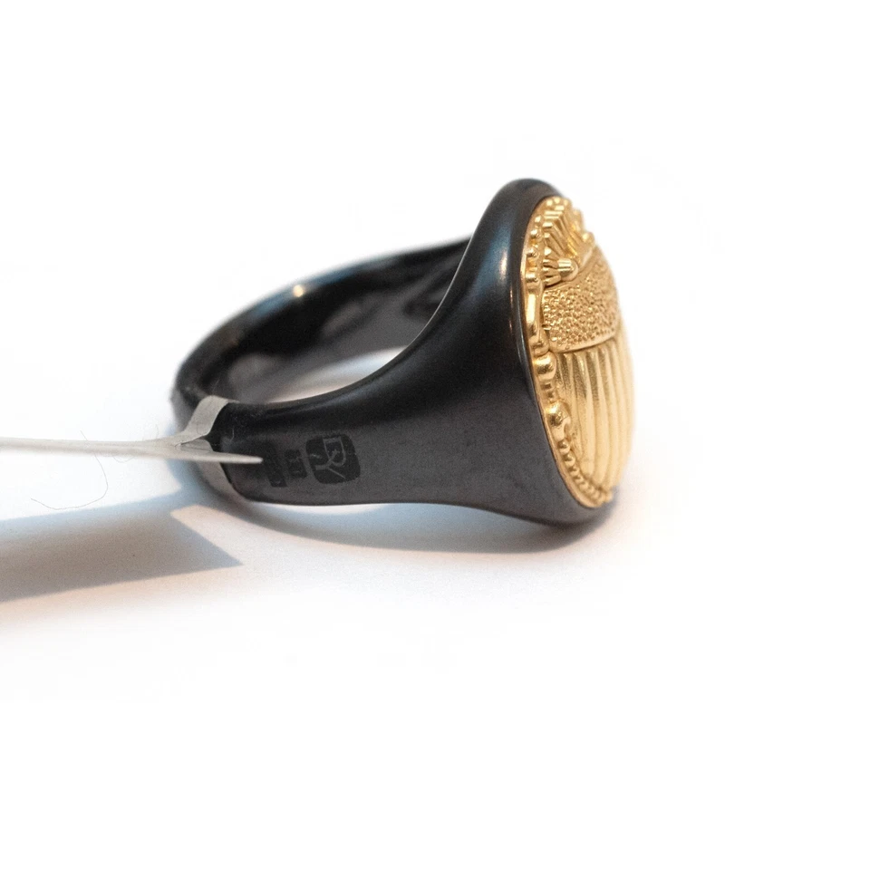 DAVID YURMAN Nuevo Anillo Escarabajo PETRVS Para Hombre 20.5mm Oro 18K Negro Titanio Talla 9 Foto 4 de 4