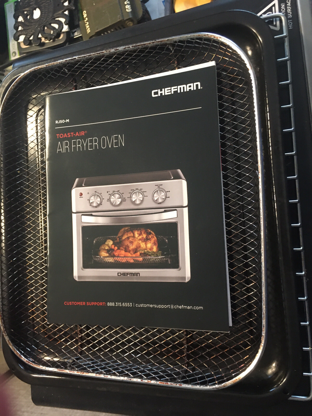 Chefman RJ50M Air Fryer Toaster Oven Convection Black W/Rotisserie