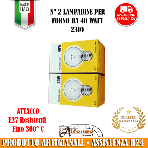 2 lampadine o lampade per forno a legna attacco E27 resistenti 300°c 230v  40w | eBay