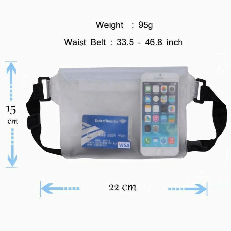 Waterproof Pouch Dry Bag Fanny Pack Waist Strap Underwater Swimming Phone Pocket - Image 3 of 4