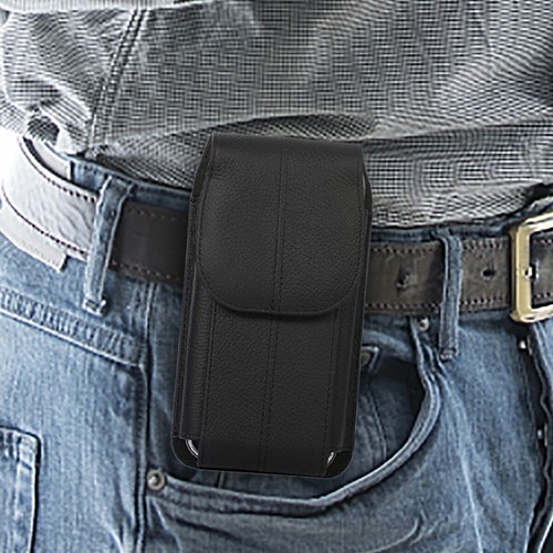 Vertical Genuine Leather Belt Loop Holster Packet Case For Samsung Galaxy Phone - Picture 2 of 21