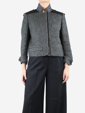 Chloe Grey Wool-blend Cropped Jacket - Size Uk 14