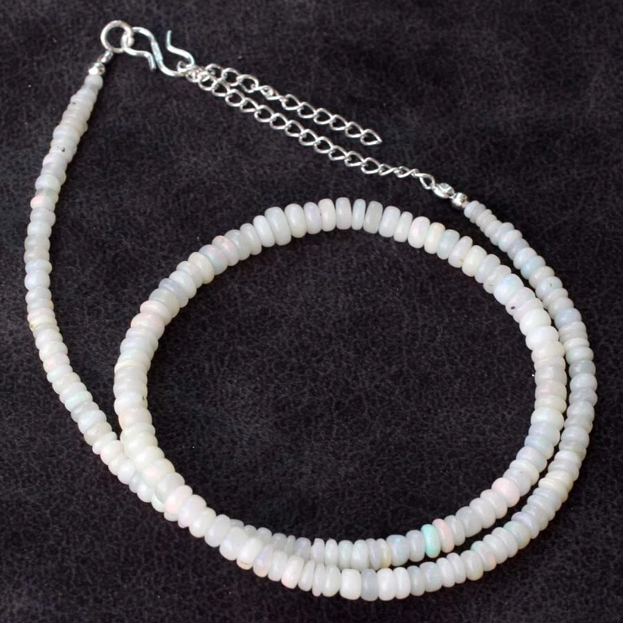 Juego de aretes gargantilla collar cuentas ópalo de fuego etíope natural 18+2|1,6" Foto 3 de 4