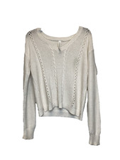 Aeropostale Women Pullover Sweater Knitted Long Sleeves V Neck Cream Size Small