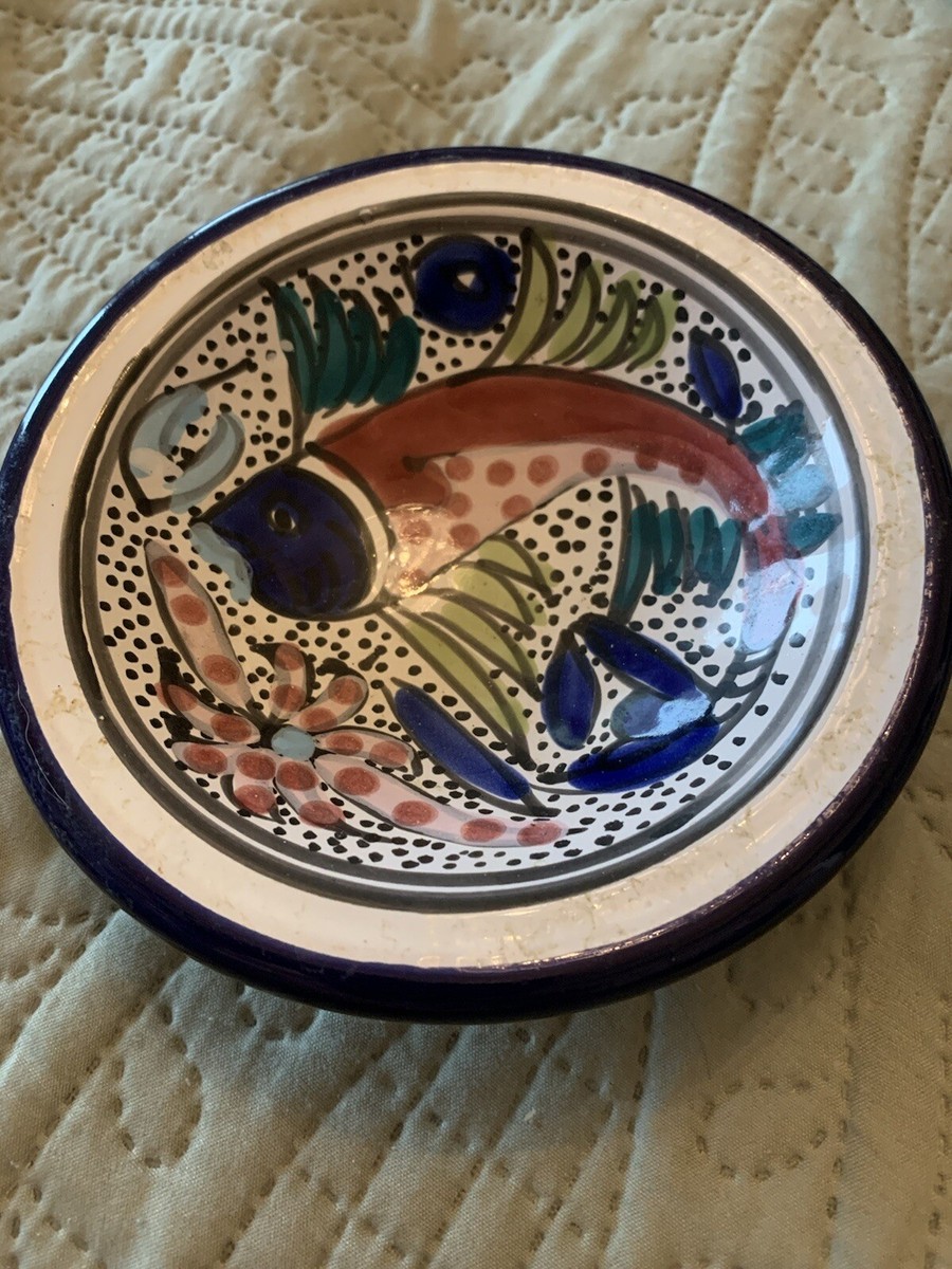 Vintage Le Souk Tunisian Hand Painted Traditional Fish  Le Souk hand painted fish plate main image 0