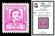 Scott 986 1949 3c Edgar Allen Poe Issue Mint Graded XF-Sup 95 NH with PSE CERT