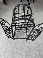 Black Wrought Iron Wine Bottle Rack Holder Two Door Freestanding Display