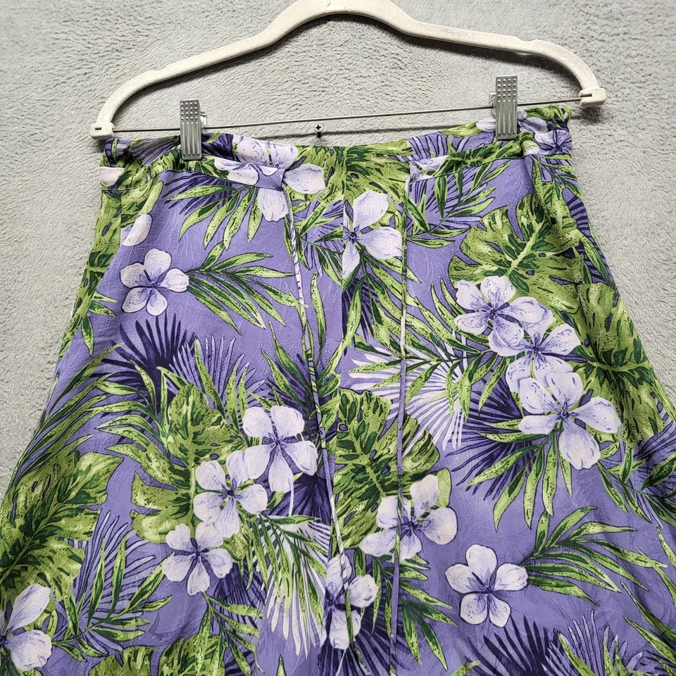 Tommy Bahama Mujer Falda 8 Púrpura Seda Floral Línea A Maxi Foto 3 de 4